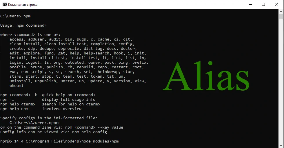 Алиас комманды в Windows